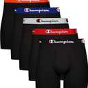 Champion Men's Everyday Cotton Stretch 5 Pack Boxer Briefs, Total Support Pouch, Moisture-Wicking, No Ride-up Fit, Large 