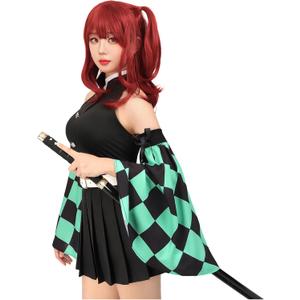 C-ZOFEK Female Anime Cosplay Women Costume Top Pleated Skirt Detachable Sleeves with Belt (Large)