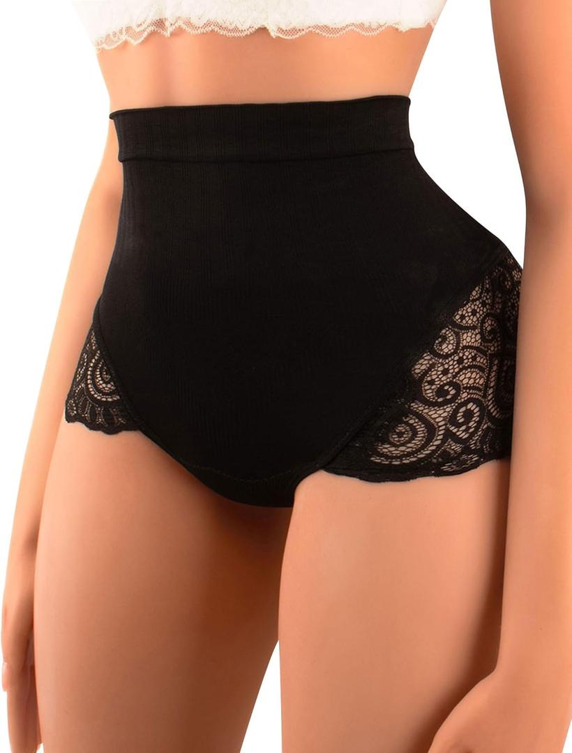 Sexy Underwear Women High Waisted Tummy Control Panties Thongs Underpants (Small, Black)