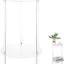 12 Inch Acrylic Detachable End Table, Round Acrylic Coffee Table, 2 Tier Multifuntional Clear Nightstand End Table for Small Spaces, Detachable Beside Table for Living Room, Bedroom, Study Room