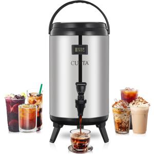 CURTA Insulated Beverage Dispenser, 12L/3.2gallon 304 Thickened Stainless Steel Drink Dispenser, for Hot and Cold Water Milk Coffee Tea Juice for Parties Catering Commercial Use Home (Silver)