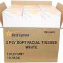 Soft 2-Ply Facial Tissue, White, 130-Count Box | Professional, Gentle and Durable | Great for Bathroom, Office, Business, School (1,560 Tissues, Bulk Pack of 12-Boxes)