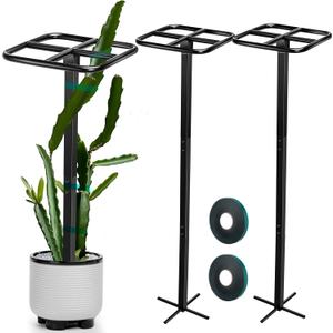 2 Pack Dragon Fruit Trellis Adjustable Metal Garden Plant Climbing Support with Wide Stretch Ties for Outdoor Vertical Gardens Vining Plants(48 Inch)