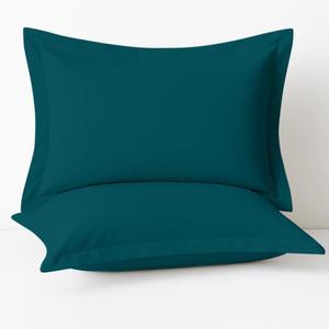 2 Pack Pillow Shams Standard Size 20x26  600 Thread Count 100% Organic Cotton Teal Pillow Covers with 2 Inch Flange, Soft & Smooth Premium Hotel-Quality Pillowcases Set of 2
