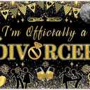 72x43inch I'm Officaially A Divorcee Backdrop Glitter Black and Gold Balloons Champagne Photography Background Adults Farewell Party Decorations Photo Props