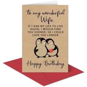 SET OF 3, Romantic Birthday Card for Wife, Sweet Card for Wife Birthday, Birthday Gift for Her, If I Had My Life To Live Again, I Would Find You Sooner, So I Could Love You Longer