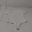 MOVWIN Women’s Bodysuit Tummy Control Seamless Short Sleeve Body Suit Shapewear Thong Square Neck Body Sculpting Shaper, White,Ll