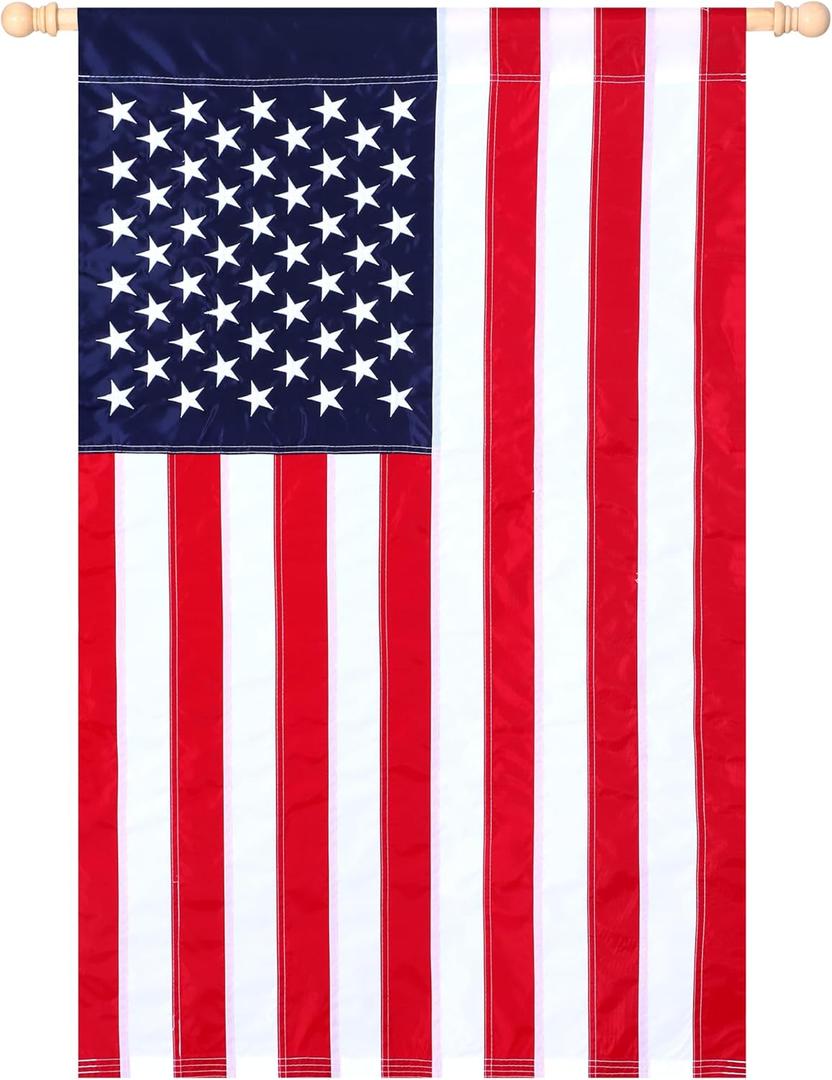 28x44 Inch Embroidered American House Flag, Heavy Duty Outdoor Premium 210D Nylon, Embroidered Stars,Sewn Stripes,July 4th Independence Day USA Flags