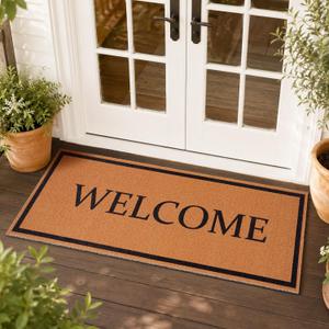 Welcome Long Doormat for Double Door Entrance, 24 x 60 Inch