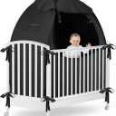 Crib Blackout Tent for Pack N Play, Pop Up Travel Crib Blackout Cover Canopy, Breathable Baby Sleep Pod with Safe Bottom Design, Blocks 70% Light