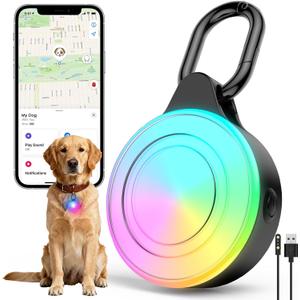 2-in-1 GPS Tracker & Dog Light - Smart Tracking Pet LED Light for iOS Only - Rechargeable IP68 Waterproof Dog Collar Light with 6 Modes for Night Walking - Works with Apple Find My, No Subscription