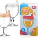 Lallisa 2 Pack Baby Wine Sippy Cup Spill Resistant Wine Glass Sippy Cup for Toddlers Stemware Design Baby Bottle Glass Plastic Goblet with Lid for Kids Daily Birthday Party(Pink, White)