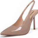 Women's Pointed Toe Slingback High Heels Pumps Patent Leather Stiletto Dress Heels Pumps for Women (6, Nude)