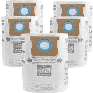 for Shop Vac Bags 5-8 Gallon, Type E 90661 9066133, Type H 90671 9067133; VF2004, VHBS VDBS High- Efficiency Disposable Vacuum Collection Filter Bags 5 Pack