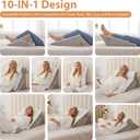 BIEEZZK Wedge Pillow Set for After Surgery, Wedge Pillow for Acid Reflux, Bed Wedge Pillow with Adjustable 9&12inch for Headboard,Sleeping, Orthopedic Memory Foam for Neck&Back Support, White/Grey