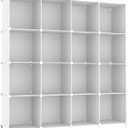 AWTATOS Cube Storage Organizer, 16 Cube Closet Organizer, Stackable Storage Cube Shelves, DIY Portable Closet Clothes Organizer Shelving for Bedroom, Closet, Wardrobe, Bathroom, White