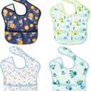 Baby bibs Waterproof Toddler bib - Feeding bib with Pocket for Infant Boy Girl Washable 6-36M (4pack, Color27)