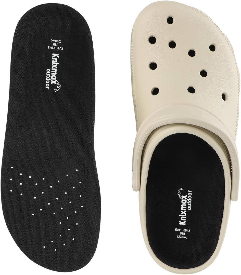 Knixmax Insoles for Crocs Clog 1 Pair, Comfort Arch Support Shoe Inserts for Men Women, Wide Fit Innersoles for Birkenstock Mules Sneakers Garden Shoes Nurse Chef Clogs Liners Black EU 38-39