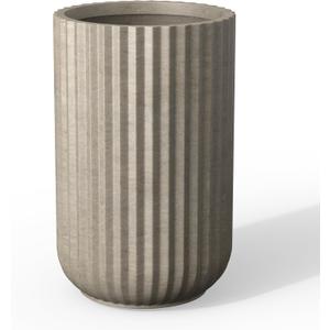 Kante Accent Round Column Weathered Concrete Planter 17.7" Tall, Outdoor