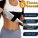 Sauna Suit Waist Trainer for Women Belly Fat,Sweat Sauna Shirt Short Sleeves, Adjustable Waist Trimmer Shapewear (Black, XXL)