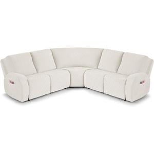 VANSOFY Extra Large Reclining Sectional Couch Covers, Washable 5-Piece Sofa Covers for L Shape Sectional Sofa Corner Seater, Thick, Soft Sofa Slipcovers (5 Seat Recliner Cover, Off White)