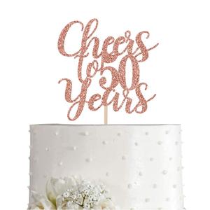 50 Rose Gold Glitter Cheers to 50 Years Cake Topper, Happy 50th Birthday Party Toppers Decorations, Supplies