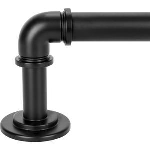 OLV Black Industrial Curtain Rods for Windows 66 to 120 Inch(5.5 to 10 Feet), 1 Inch Diameter Blackout Wrap Around Adjustable Heavy Duty Window Drapery Rods, Indoor and Outdoor