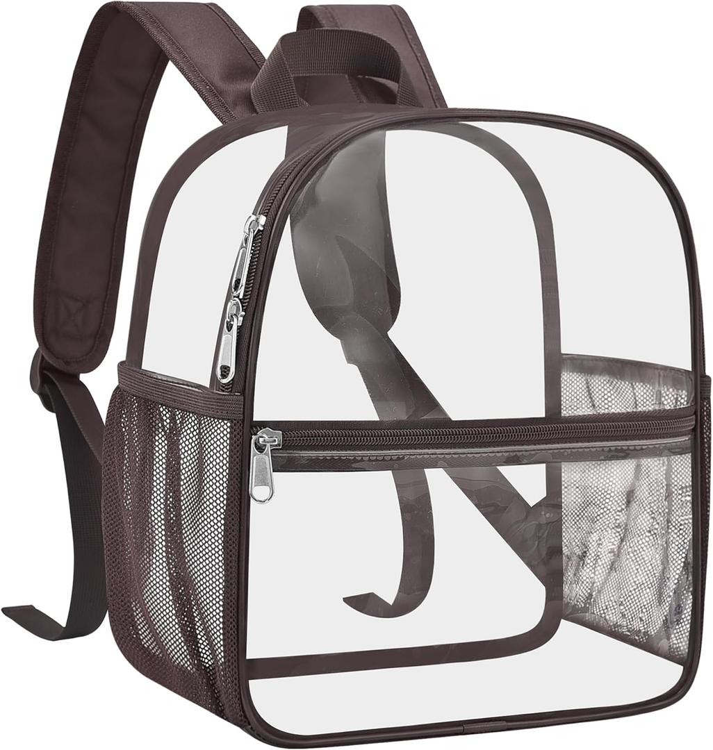 USPECLARE Clear Backpack for Stadium Approved 12×6×12, Water proof Clear Bag for Stadium Events and Concert Work Sport Event, Brown