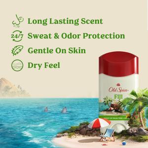 Old Spice Men's Antiperspirant & Deodorant, 24/7 Lasting Freshness, Advanced Sweat & Odor Protection with Skin Conditioners, Invisible Solid, Fiji with Palm Tree Scent, 3.4 oz (Pack of 2)