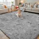 5x8 Feet Grey Fluffy Shag Area Rugs for Living Room, Modern Fluffy Shaggy Carpets for Teens Dorm Nursery Home, Non Slip Indoor Rugs Fuzzy Floor Carpet(5 x 8, Light Grey)