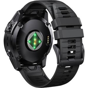 NotoCity for Fenix 7X Pro/6X Pro Band for Fenix 6X Strap Fenix 7X Band 26mm Width Fenix 5X Plus Wristband for Descent Mk2i/tactix Delta/tactix 7 Pro/tactix 7 AMOLED Soft Silicone Watch(Black)