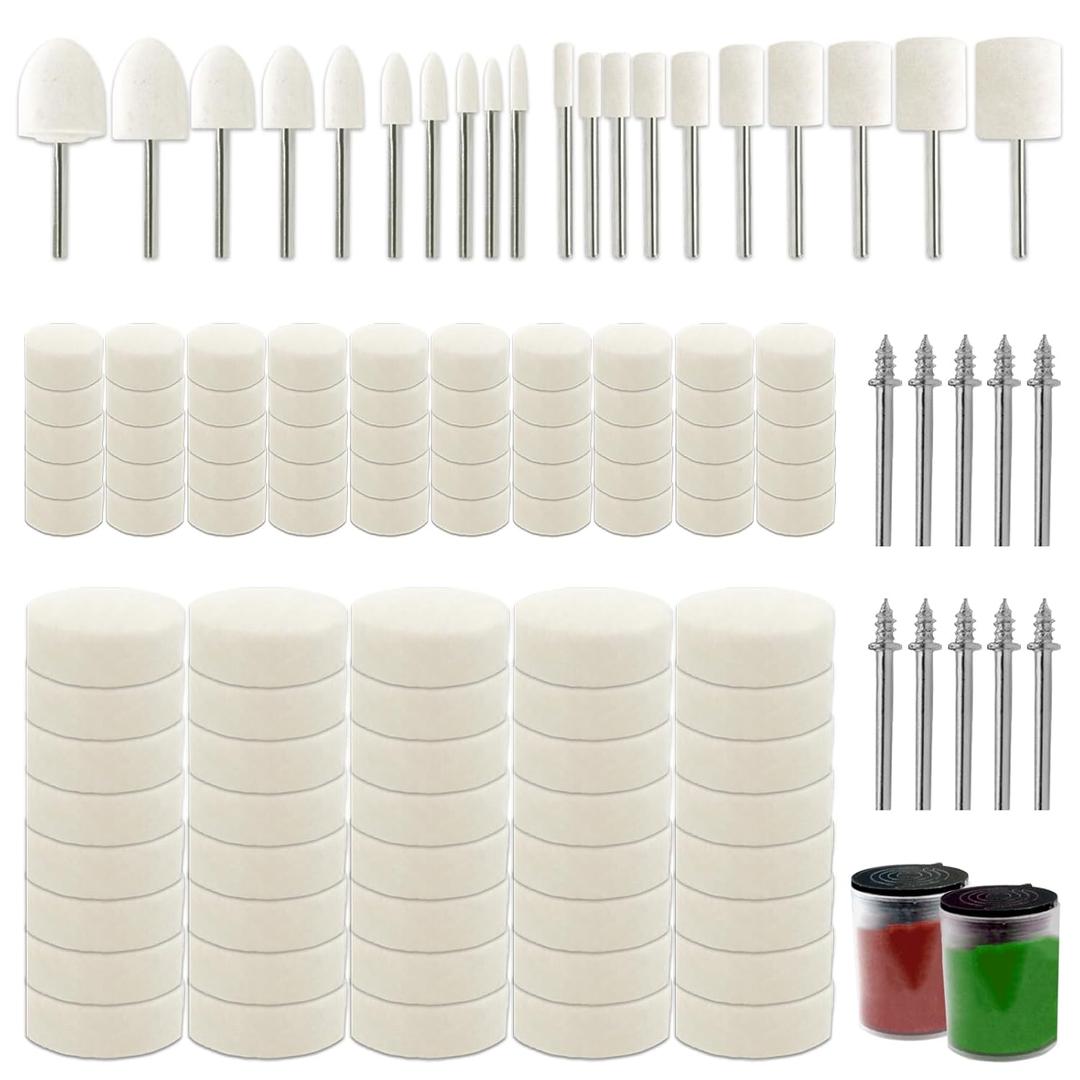 122Pcs Polishing Buffing Wheel Kit for Dremel and 2Pcs Polishing Compound 10Pcs 1/8" Shank for Dremel Buffing Wheels