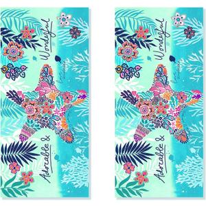 2 Pack Microfiber Beach Towel Set Oversized Large Quick Dry Soft Sand Free Cute Starfish Design 3060 inch Beach Towels for Kids Women Men Pool Swim Beach Essentials Accessories - Colorful (Multicolor)