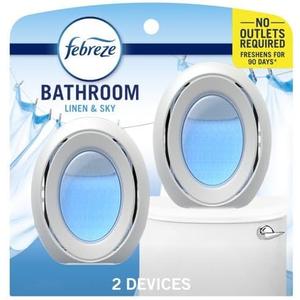F'ebreze Bathroom A'ir Freshener, Linen & Sky Scent, 0.25 fl oz, 2 Count