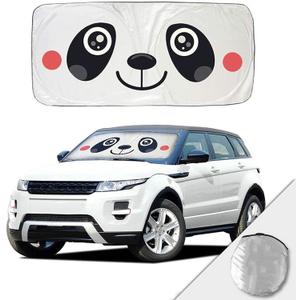 HOMEYA Car Windshield Sunshade, Cartoon Panda Auto Sun Shade Foldable Sun Visor Protector UV Ray Reflector Shield to Keep Vehicle Cool & Damage Free Protect Kids Baby & Pets (59 x33.5 Inch) (Panda)