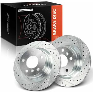 A-Premium 11.81 inch (300mm) Rear Drilled and Slotted Disc Brake Rotors Compatible with Select BMW Models - 320i, 320i xDrive, 328i, 328d, 428i, 228i, 228i xDrive, 230i, 230i xDrive, 2-PC Set