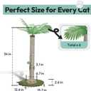 Cat Scratching Post 34 Inch with Rotating Turntable and Removable Hanging Ball, Cat Scratcher for Indoor Cats, Ultra Stable Base, Paw-FGreen Baseriendly Jute Material, Green Base