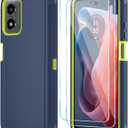 Qinmay Phone Case for Motorola Moto G Play 2024 4G Case with HD Screen Protector, Heavy Duty Shockproof & Dropproof 3-Layer Cover Phone Case for Moto G Play 2024 (NavyBlueGreen)
