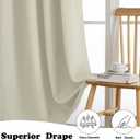 Simplebrand Natural Room Darkening Curtains for Bedroom 63 Inch Length 2 Panels Set, Thermal Insulated Energy Saving Curtains for Kids Room, Grommet Solid Nursery Window Treatment Drapes, W40 x L63