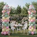 Kasyat 2 Set Tea Party Decorations Balloon Column with Adjustable Balloon Stand Kit, Teapot Balloons for Spring Bridal Shower Wedding Birthday Garden Party, Pastel Macaron Arch Supplies