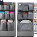 Mini Fridge Organizer Storage 65" x 12.6", Mini Fridge Caddy Hanging Organizer with 15 Extra Large Pockets for Dorm, Pantry, Plate, Silverware, Spice, Cutlery, Napkins, Other Daily Stuff