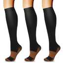20-30mmHg Graduated Compression Socks for Men & Women 3 Pairs, Calf Length, Medical Grade Circulation Support for Running, Travel, Nurse, Pregnancy S/M (Fits Calf 9-15")