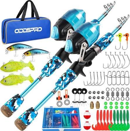 ODDSPRO Kids Fishing Pole, Portable Telescopic Fishing Rod and Reel Combo Kit - with Spincast Fishing Reel Tackle Box for Girls, Youth