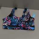 Women Sport Bra Swimsuit Top - Swim Bra Bikini Top Only Scoop Neck Bathing Top 2025 Swimwear (Small, Blue Leaves)