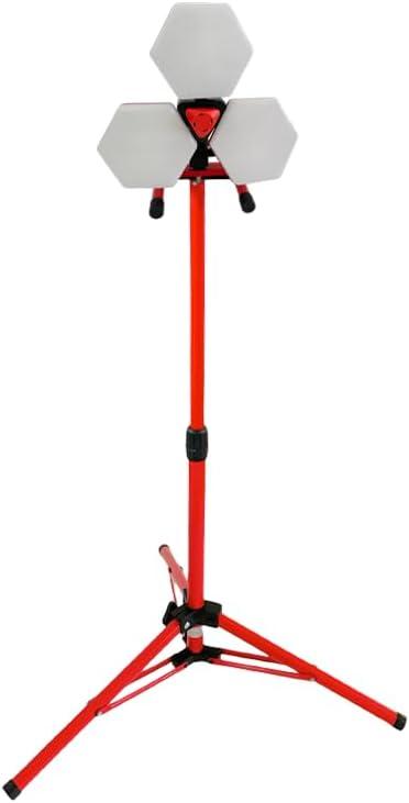 Red Rock 360 10000-5500 Lumen Industrial Grade LED, 3 Lamp Hexagon Work Light, Wet Location, 38 Tool-Free Steel Tripod, Garage, Workshop, Jobsite, Construction Site, Garage