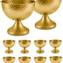 8.25'' Wide 7.3''High Decorative Bowl Vase Set of 10,Distressed Gold Metal Compote Bowl for TablesUrn Vases for Vintage Wedding Centerpieces,Elegant Compote Vases,Pedistal Vase for Any Event