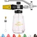 FENG PAI Foam Cannon for Pressure Washer with Dual-connector Accessory, 7 Power Washer Sprayer Nozzles, 1/4" Quick Connect Double Tip Attachment Soap Bottle Sprayer Soap, 3600 PSI (Clear)