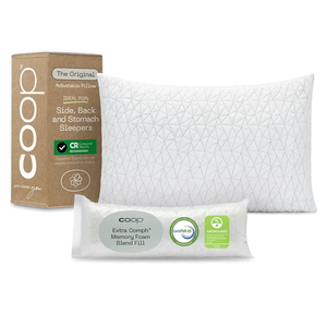 Coop Home Goods Original Adjustable Pillow, Queen Size Bed Pillows for Sleeping, Cross Cut Memory Foam Pillows - Medium Firm Back, Stomach and Side Sleeper Pillow, CertiPUR-US/GREENGUARD Gold 29" x 19"