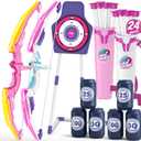 2 Pack Bow and Arrow for Kids 4-6, LED Light Up Archery Set with 24 Suction Cup Arrows, 1 Standing Target, 6 Score Targets & 2 Quiver, Indoor Outdoor Sport for Girls Ages 8-12