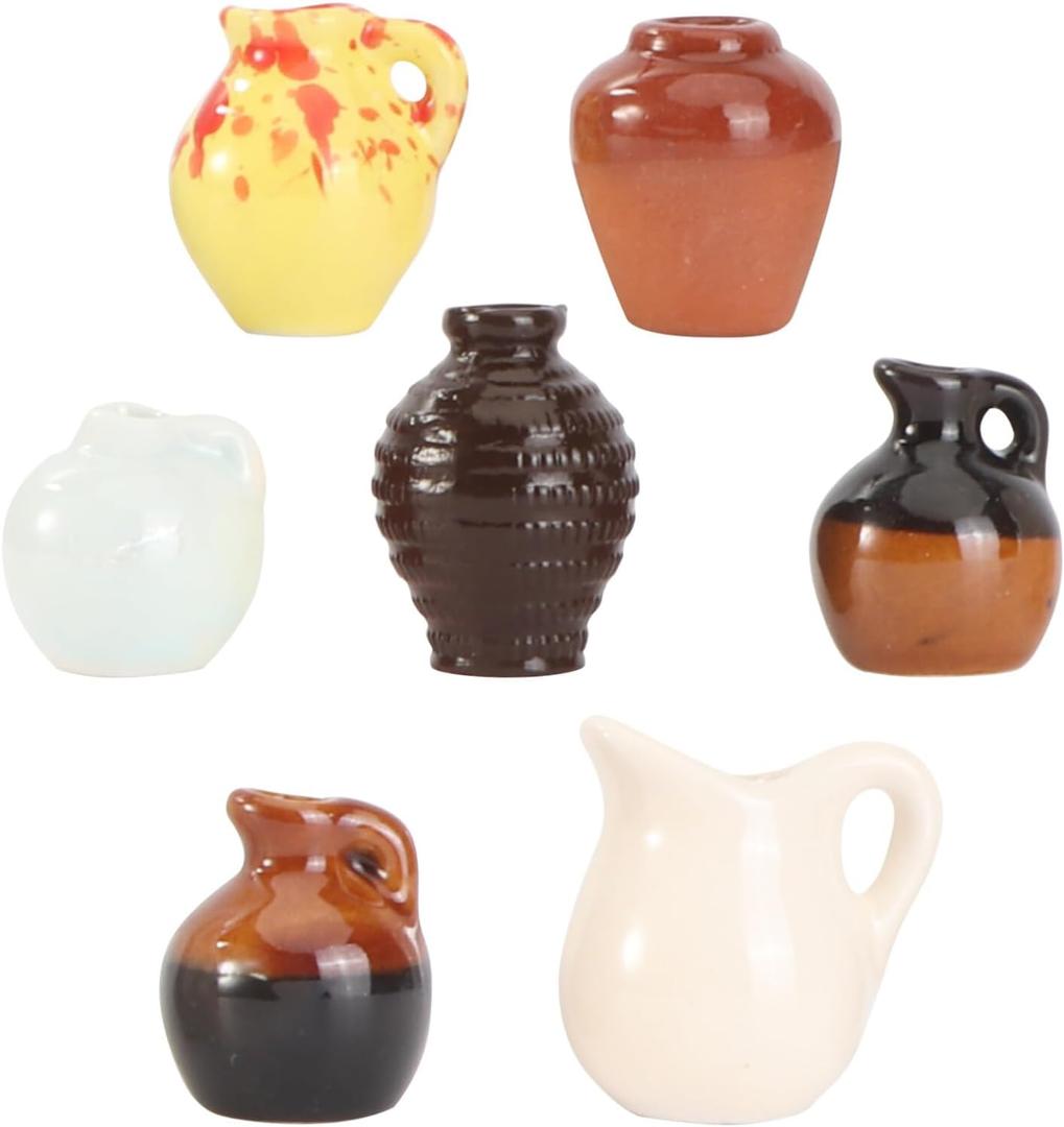 Totority 7pcs Mini Pocket Vase Ceramic Flower Vase Miniture Decoration Ceramic Plant Pot ature Pottery atures Furniture Supplies Scene Decor ic Decor Thumb Basin